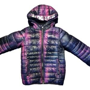 Girls 4T Galaxy Just Do It, Nike Puffer Jacket With Zipper